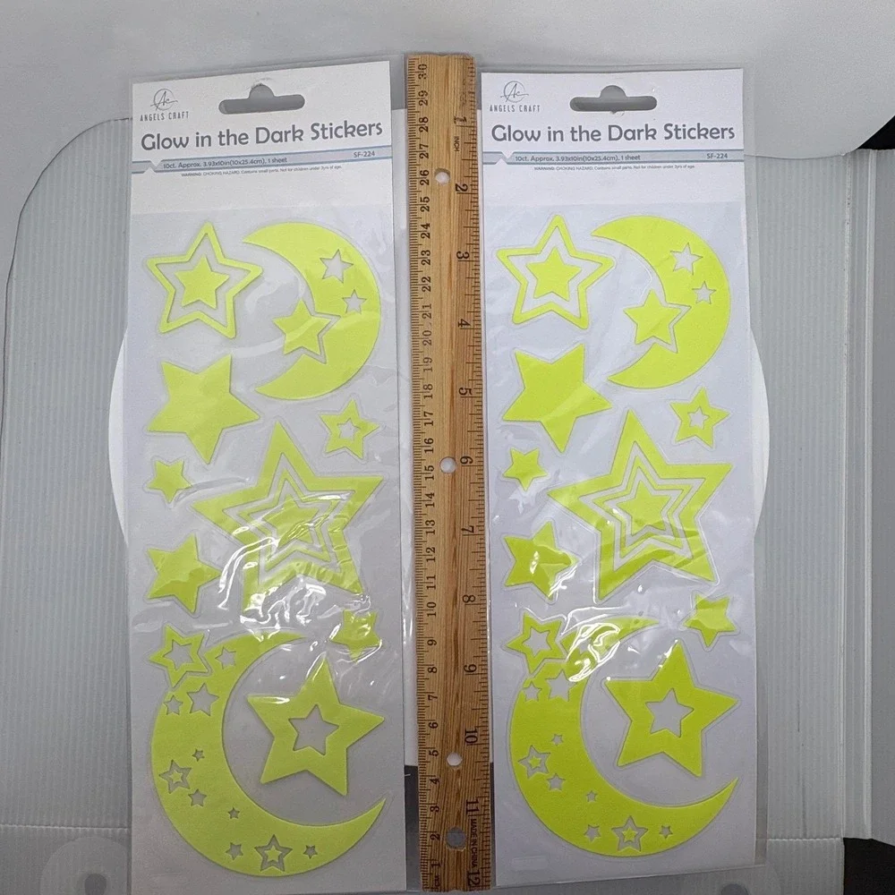Angels Craft Glow in the Dark Stickers Moon and Stars SF-224 2‎ Pack Celestial